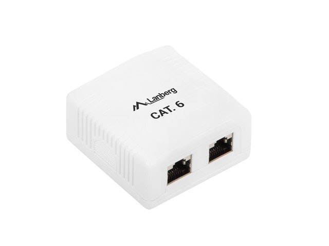 YTMONTERINGSDOSA CAT.6 FTP SKÄRMAD 2X RJ45 VIT LANBERG