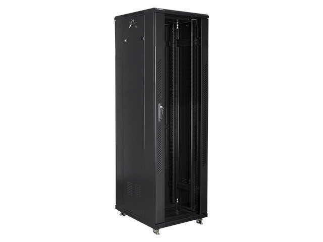 RACKSKÅP 19" FRISTÅENDE 47U/800X1000 MED GLASDÖRR SVART LANBERG (MONTERAD)