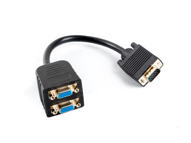 VGA(M)->2X VGA(F) ADAPTERKABEL 20CM SVART LANBERG