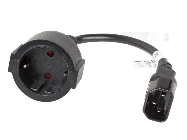 IEC 320 C14->SCHUKO(F) ADAPTERKABEL FÖR UPS 20CM SVART LANBERG