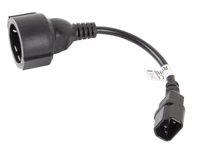 IEC 320 C14->SCHUKO(F) ADAPTERKABEL FÖR UPS 20CM SVART LANBERG