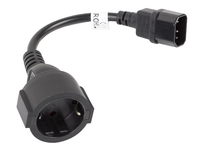 IEC 320 C14->SCHUKO(F) ADAPTERKABEL FÖR UPS 20CM SVART LANBERG