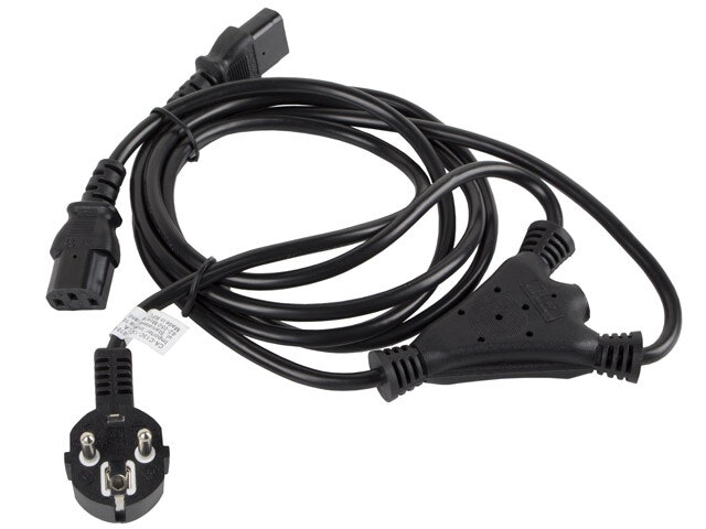 CEE 7/7->2X IEC 320 C13 NÄTSLADD 2M VDE SVART LANBERG
