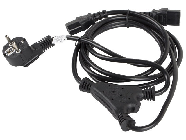CEE 7/7->2X IEC 320 C13 NÄTSLADD 2M VDE SVART LANBERG