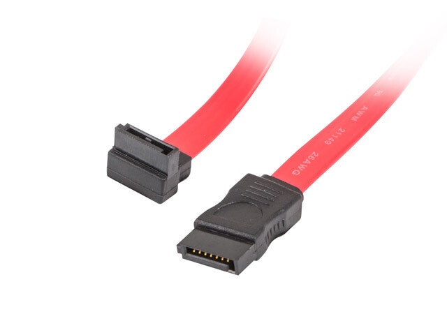SATA DATA III (6GB/S) F/F-KABEL 50CM VINKLAD NEDÅT/RÄTT RÖD LANBERG