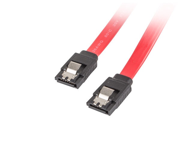 SATA DATA III (6GB/S) F/F KABEL 50CM METALLKLÄMMOR RÖD LANBERG