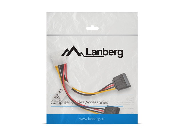 MOLEX(M)->2X SATA(F) KABEL 15CM LANBERG