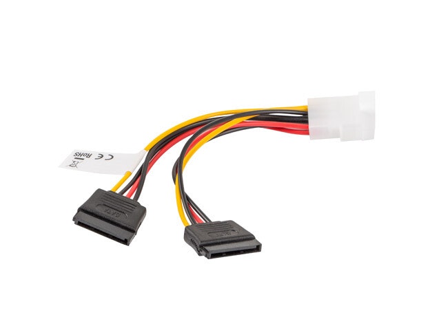 MOLEX(M)->2X SATA(F) KABEL 15CM LANBERG