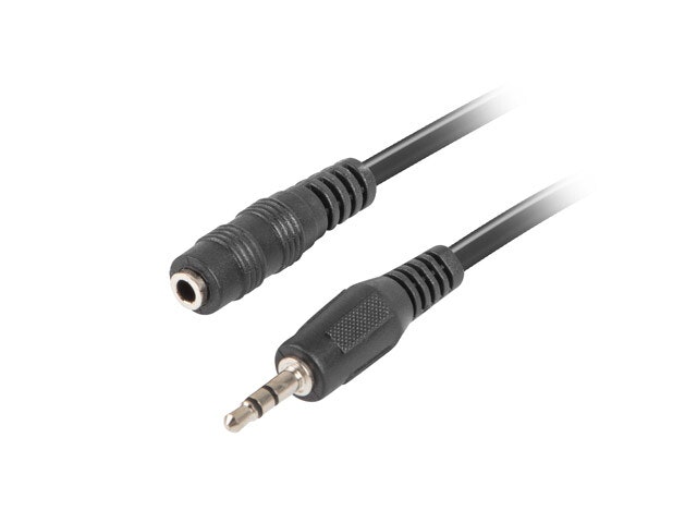 MINIJACK 3,5MM M/F 3 STIFT KABEL 1,5M SVART LANBERG