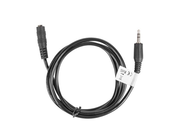 MINIJACK 3,5MM M/F 3 STIFT KABEL 1,5M SVART LANBERG
