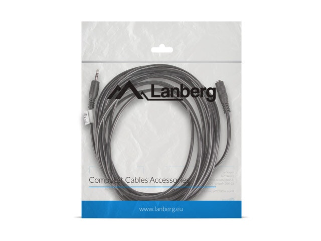 MINIJACK 3,5MM M/F 3 STIFT KABEL 5M SVART LANBERG