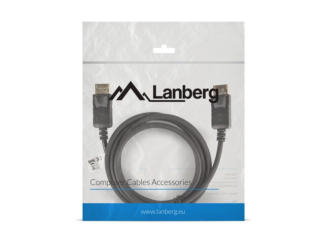 DISPLAYPORT M/M KABEL 19 PIN V1.2 1.8M 4K SVART LANBERG
