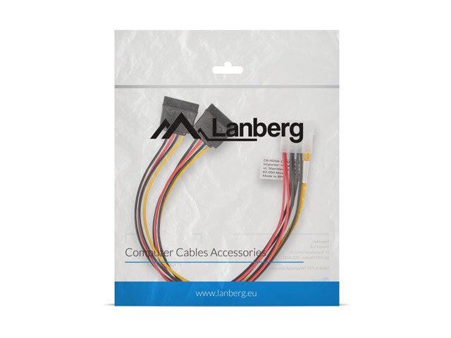 MOLEX(M) 4 STIFT->2X SATA(F) 15 STIFT KABEL 30CM LANBERG