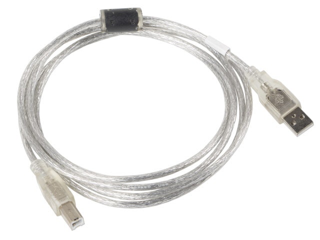 USB-A(M)->USB-B(M) 2.0 KABEL 1.8M TRANSPARENT FERRIT LANBERG