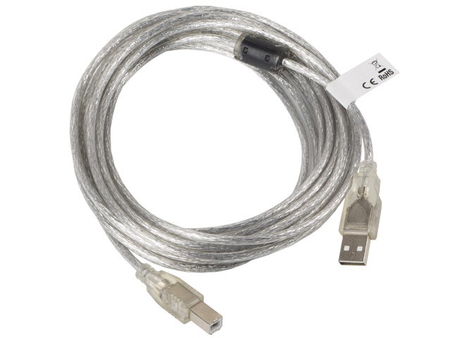USB-A(M)->USB-B(M) 2.0 KABEL 5M TRANSPARENT FERRIT LANBERG