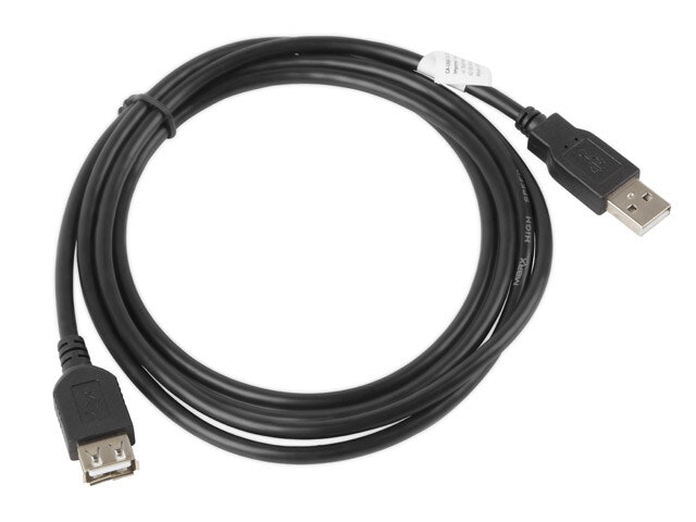 USB-A M/F 2.0 KABEL 1,8M SVART LANBERG