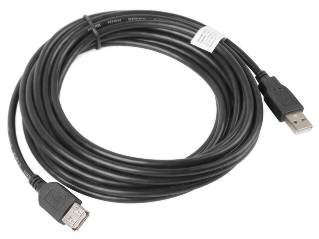 USB-A M/F 2.0 KABEL 5M SVART LANBERG
