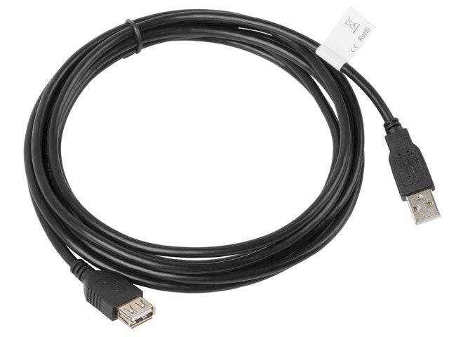 USB-A M/F 2.0 KABEL 3M SVART LANBERG