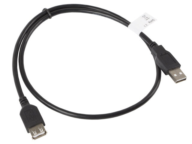 USB-A M/F 2.0 KABEL 0,7M SVART LANBERG