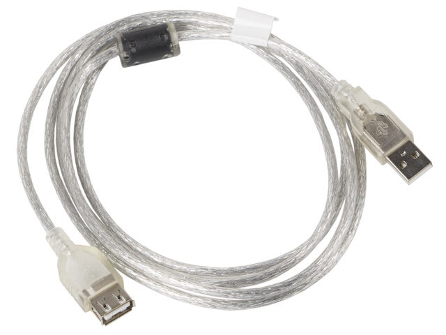 USB-A M/F 2.0 KABEL 1,8M TRANSPARENT FERRIT LANBERG