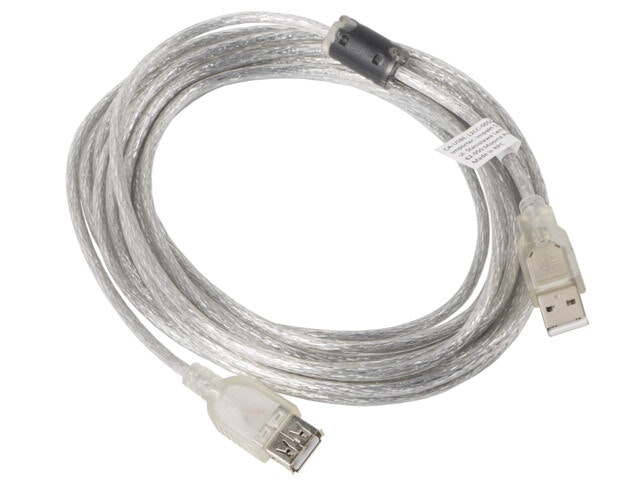 USB-A M/F 2.0 KABEL 5M TRANSPARENT FERRIT LANBERG