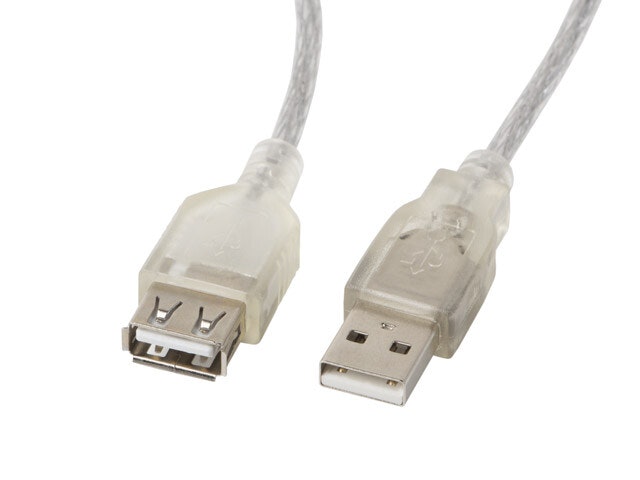 USB-A M/F 2.0 KABEL 5M TRANSPARENT FERRIT LANBERG