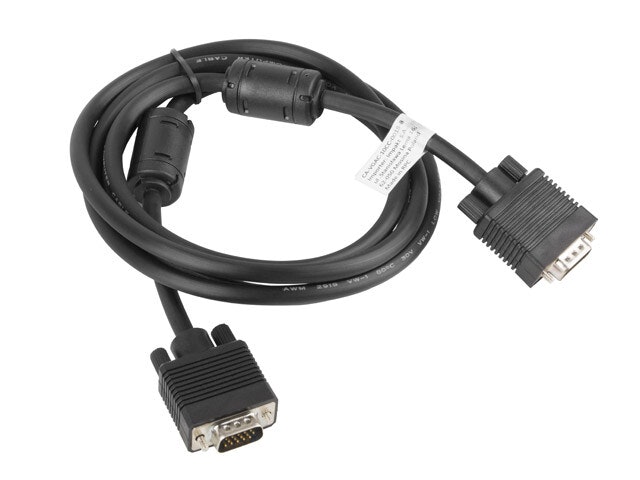 VGA M/M KABEL 1,8M DUBBELSIDIG SKÄRMAD FERRITKÄRNA SVART LANBERG