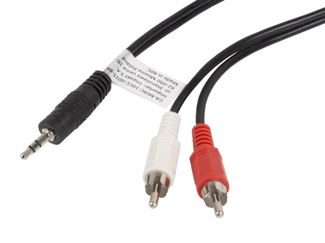 MINIJACK 3,5MM(M) 3 STIFT->2X RCA (CINCH)(M) KABEL 1,5M LANBERG