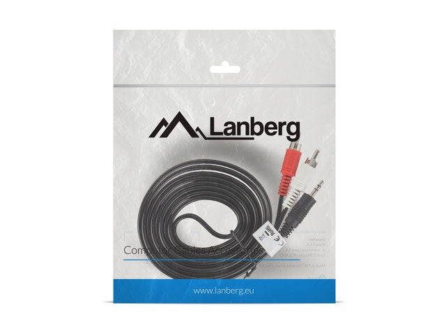 MINIJACK 3,5MM(M) 3 STIFT->2X RCA (CHINCH)(M) KABEL 2M LANBERG