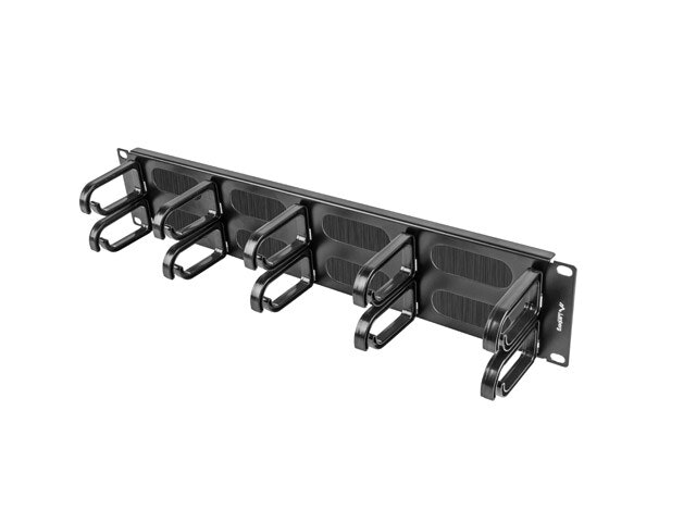 19" BORSTPANEL FÖR KABELHANTERING 10 RINGAR TYP B 2U SVART LANBERG