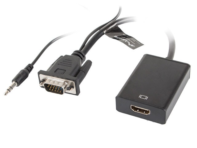 VGA(M)+MINIJACK 3,5MM(M)->HDMI(F) ADAPTERKABEL 20CM SVART LANBERG