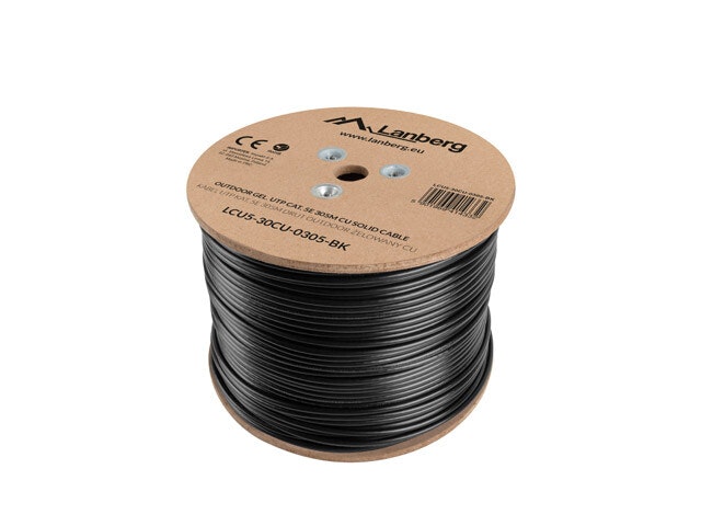 LAN-KABEL CAT.5E UTP 305M SOLID UTOMHUS GEL-FYLLD CU SVART FLUKE PASSERADE LANBERG