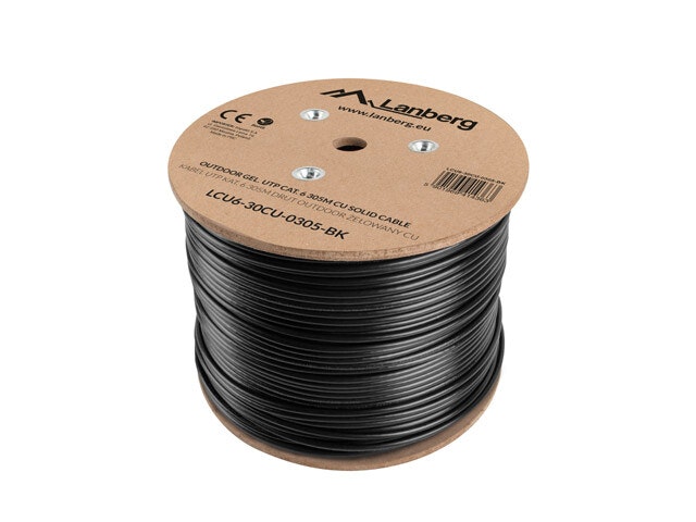 LAN-KABEL CAT.6 UTP 305M SOLID UTOMHUS GEL-FYLLD CU SVART FLUKE PASSERADE LANBERG