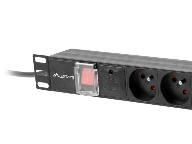 STRÖMFÖRDELNINGSENHET (PDU) 19" LANBERG 1U 16A 2M 4X FRANSKA UTTAG 4X IEC C13 UTTAG SVART