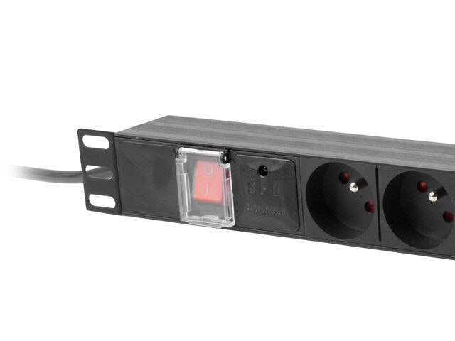 STRÖMFÖRDELNINGSENHET (PDU) 19" LANBERG 1U 10A 2M 7X FRANSKA UTTAG SVART C14