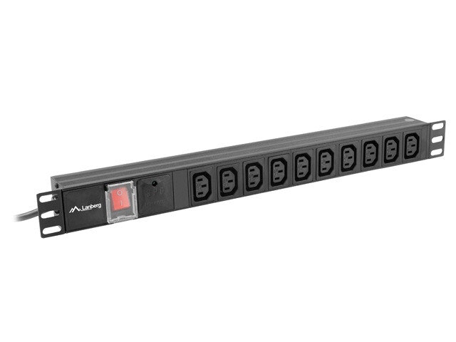 STRÖMFÖRDELNINGSENHET (PDU) 19" LANBERG 1U 10A 2M 10X IEC C13 UTTAG SVART C14
