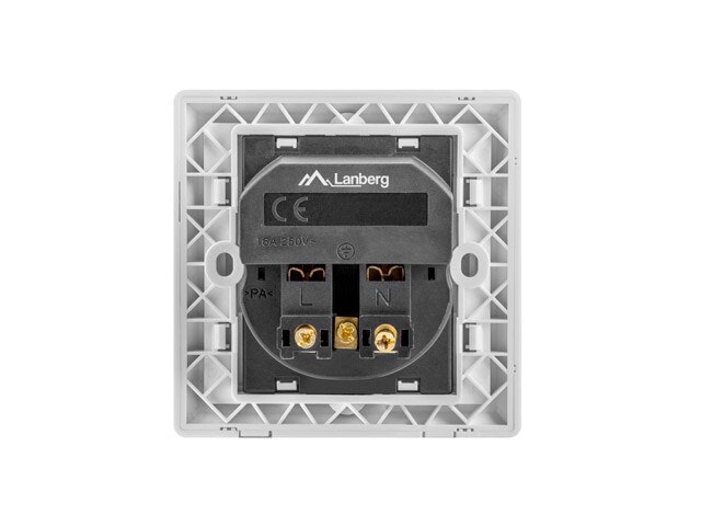 VÄGGUTTAG 230V MED 2 USB-PORTAR 2.1A, SCHUKO UTTAG VIT LANBERG