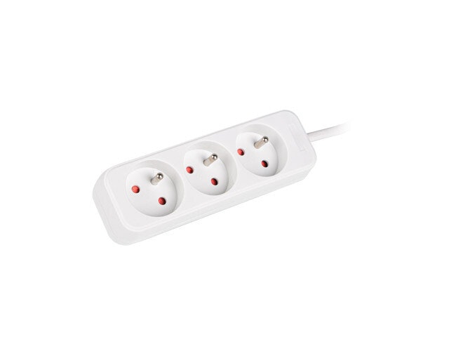 GRENUTTAG LANBERG 3M 3X FRANSKA UTTAG KOPPAR KABEL AV HÖG KVALITET VIT