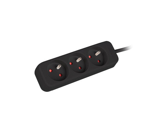 GRENUTTAG LANBERG 3M 3X FRANSKA UTTAG KOPPAR KABEL AV HÖG KVALITET SVART