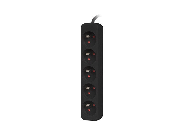 GRENUTTAG LANBERG 3M 5X FRANSKA UTTAG KOPPAR KABEL AV HÖG KVALITET SVART