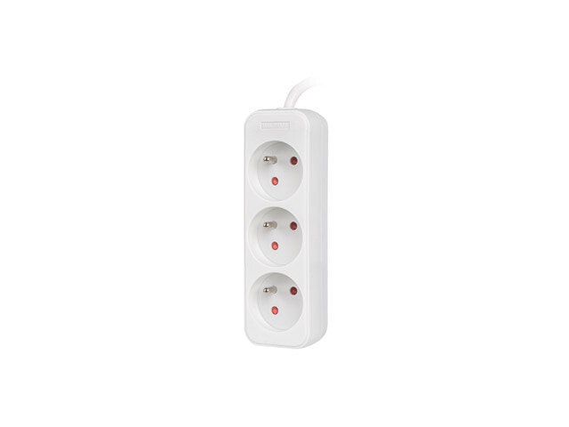 GRENUTTAG LANBERG 3M 3X FRANSKA UTTAG KOPPAR KABEL AV HÖG KVALITET VIT