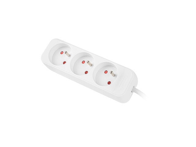 GRENUTTAG LANBERG 3M 3X FRANSKA UTTAG KOPPAR KABEL AV HÖG KVALITET VIT
