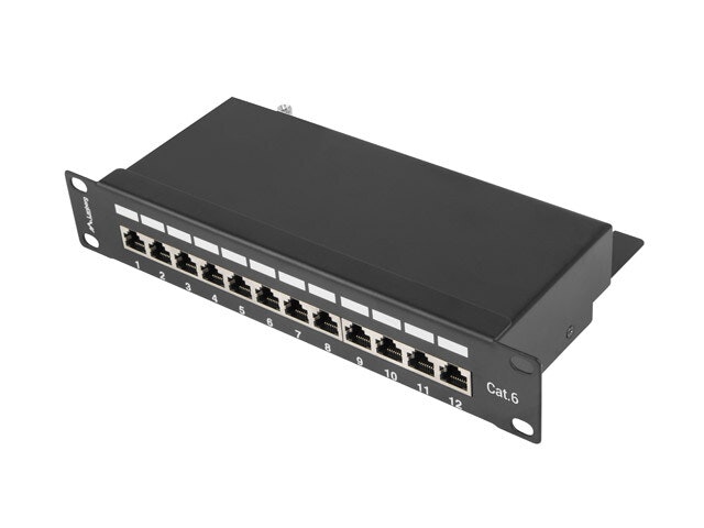 PATCHPANEL 12PORT 1U 10" CAT.6 FTP SKÄRMAD SVART LANBERG