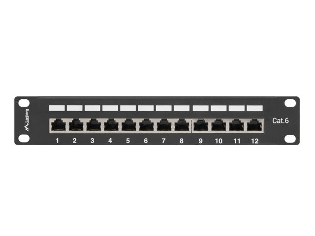 PATCHPANEL 12PORT 1U 10" CAT.6 FTP SKÄRMAD SVART LANBERG