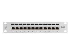 PATCHPANEL 12PORT 1U 10" CAT.6 FTP SKÄRMAD GRÅ LANBERG