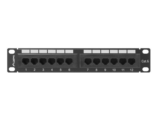 PATCHPANEL 12PORT 1U 10" CAT.6 UTP SVART LANBERG