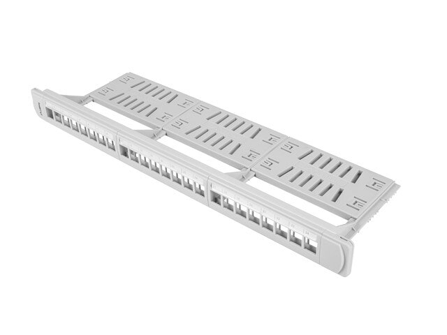 PATCHPANEL BLANK 24 PORTAR 1U MED ORGANISATÖR FÖR KEYSTONE-MODULER GRÅ LANBERG