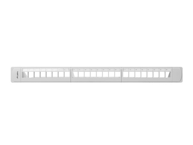 PATCHPANEL BLANK 24 PORTAR 1U MED ORGANISATÖR FÖR KEYSTONE-MODULER GRÅ LANBERG