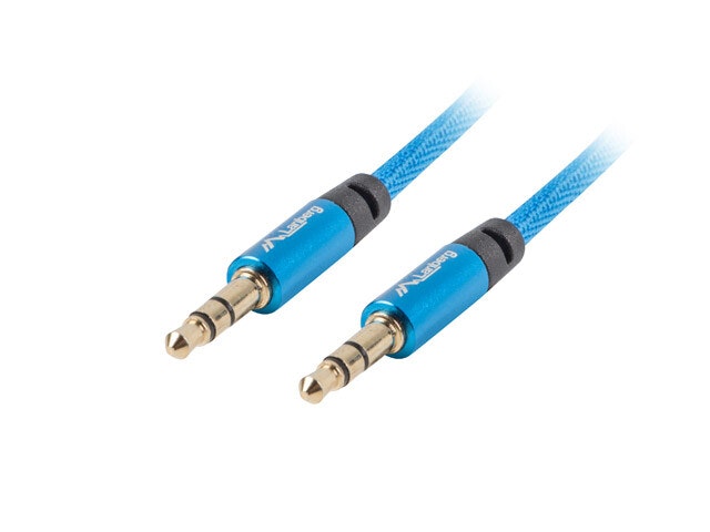 MINIJACK 3,5MM M/M 3 STIFT KABEL 3M BLÅ PREMIUM LANBERG