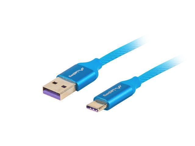 USB-C(M)->USB-A(M) 2.0 KABEL 1M BLÅ PREMIUM 5A LANBERG